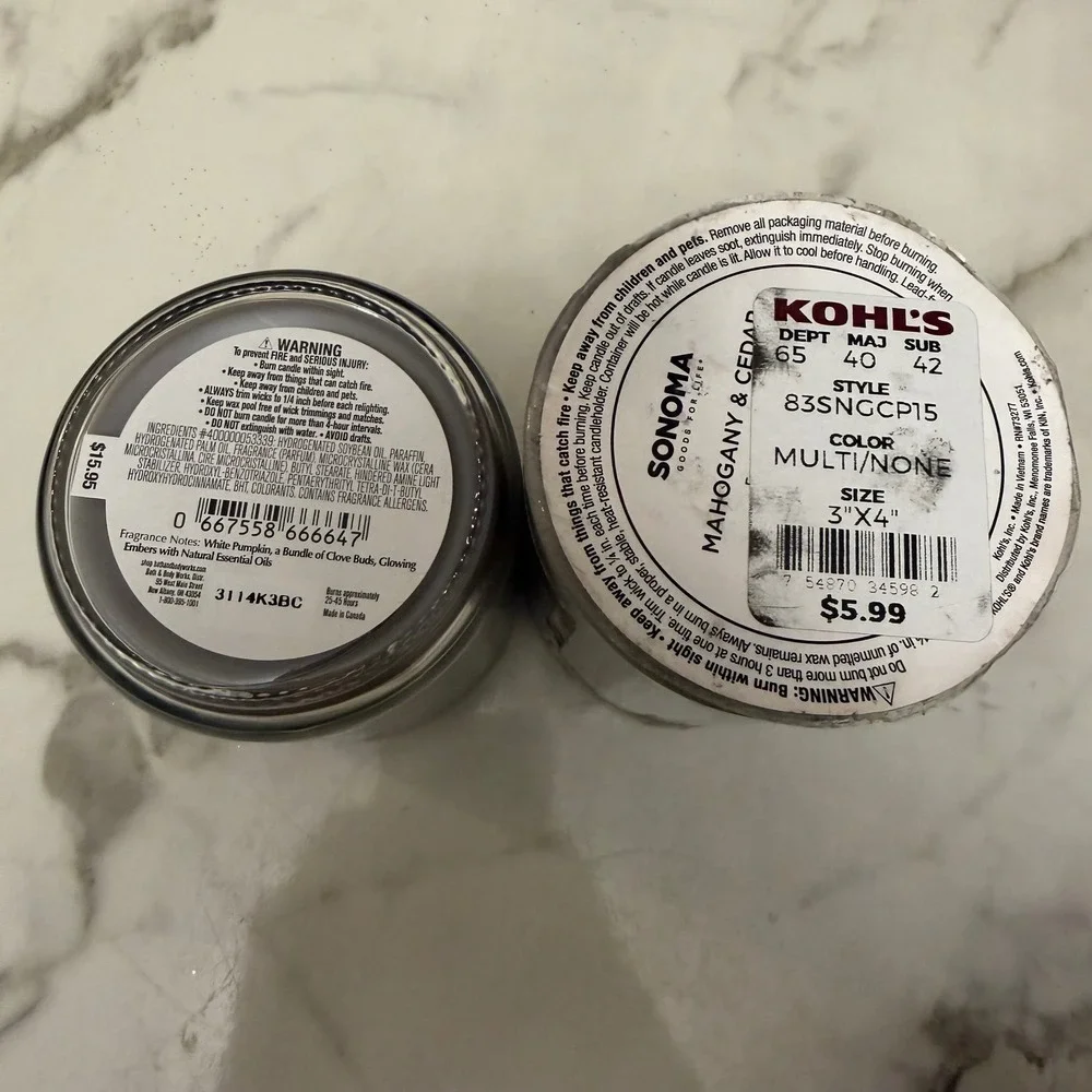 Bath & Body Works Pumpkin Bonfire Mason Jar & Sonoma Mahogany Cedar Candle Set - Picture 4 of 4